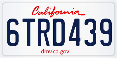 CA license plate 6TRD439