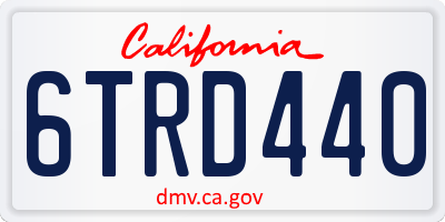 CA license plate 6TRD440