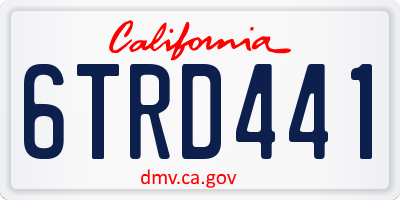 CA license plate 6TRD441