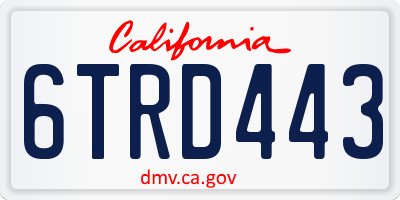 CA license plate 6TRD443