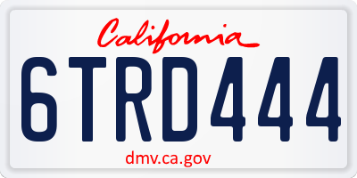 CA license plate 6TRD444