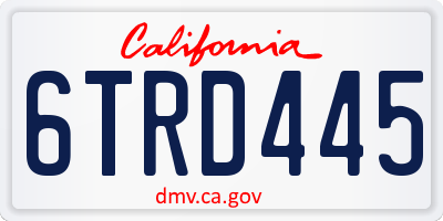 CA license plate 6TRD445