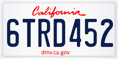 CA license plate 6TRD452