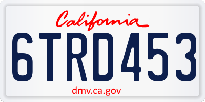 CA license plate 6TRD453