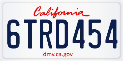 CA license plate 6TRD454