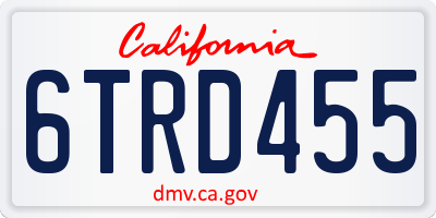 CA license plate 6TRD455