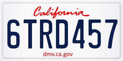 CA license plate 6TRD457