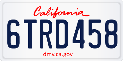 CA license plate 6TRD458