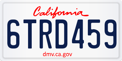 CA license plate 6TRD459
