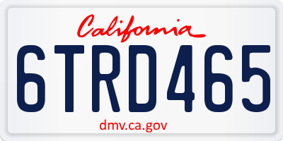 CA license plate 6TRD465
