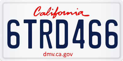 CA license plate 6TRD466