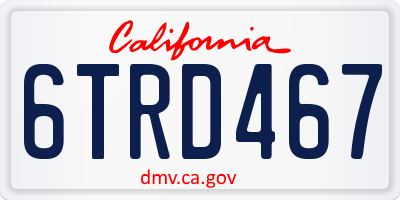CA license plate 6TRD467