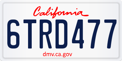 CA license plate 6TRD477