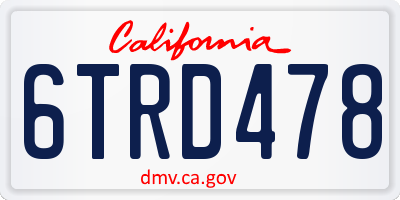 CA license plate 6TRD478