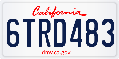 CA license plate 6TRD483