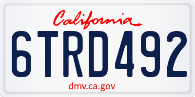 CA license plate 6TRD492