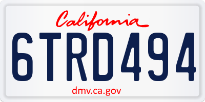 CA license plate 6TRD494