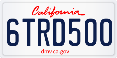 CA license plate 6TRD500