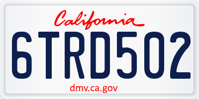CA license plate 6TRD502