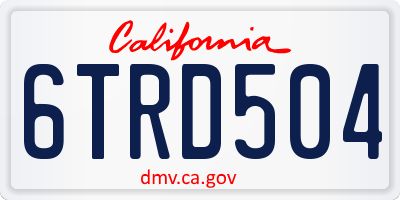 CA license plate 6TRD504