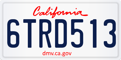 CA license plate 6TRD513