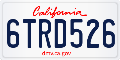 CA license plate 6TRD526