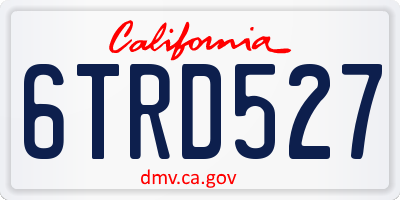 CA license plate 6TRD527