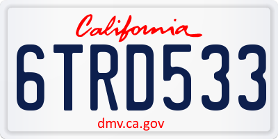 CA license plate 6TRD533