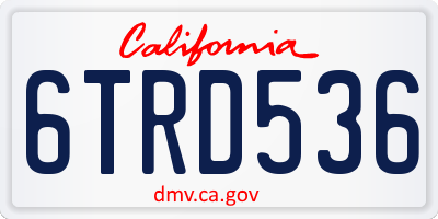 CA license plate 6TRD536