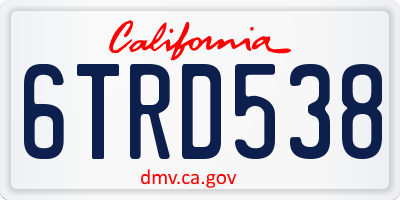 CA license plate 6TRD538