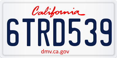 CA license plate 6TRD539