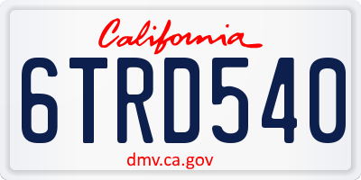 CA license plate 6TRD540