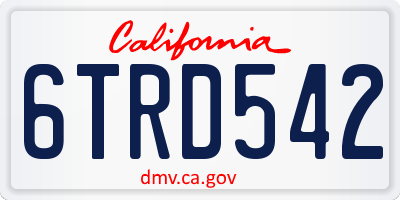 CA license plate 6TRD542
