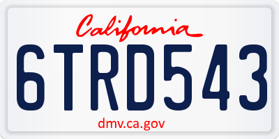 CA license plate 6TRD543