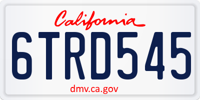 CA license plate 6TRD545