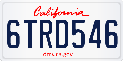 CA license plate 6TRD546