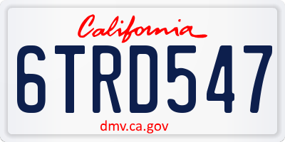 CA license plate 6TRD547