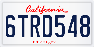 CA license plate 6TRD548