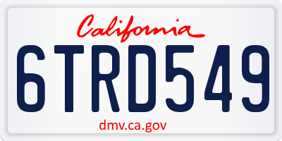 CA license plate 6TRD549