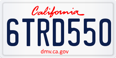 CA license plate 6TRD550