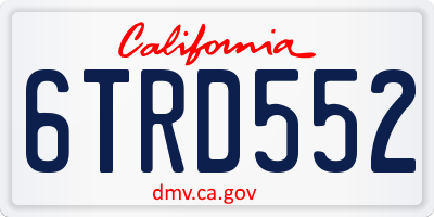 CA license plate 6TRD552