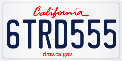 CA license plate 6TRD555