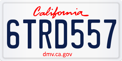 CA license plate 6TRD557