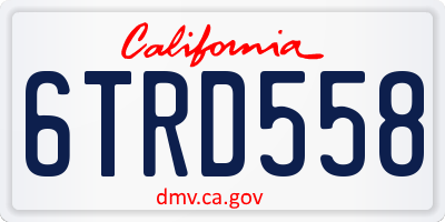 CA license plate 6TRD558