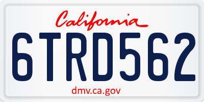 CA license plate 6TRD562