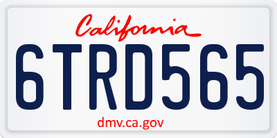 CA license plate 6TRD565