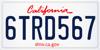 CA license plate 6TRD567