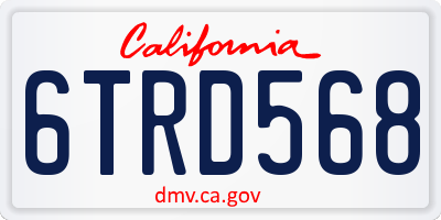 CA license plate 6TRD568