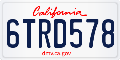 CA license plate 6TRD578
