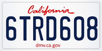 CA license plate 6TRD608